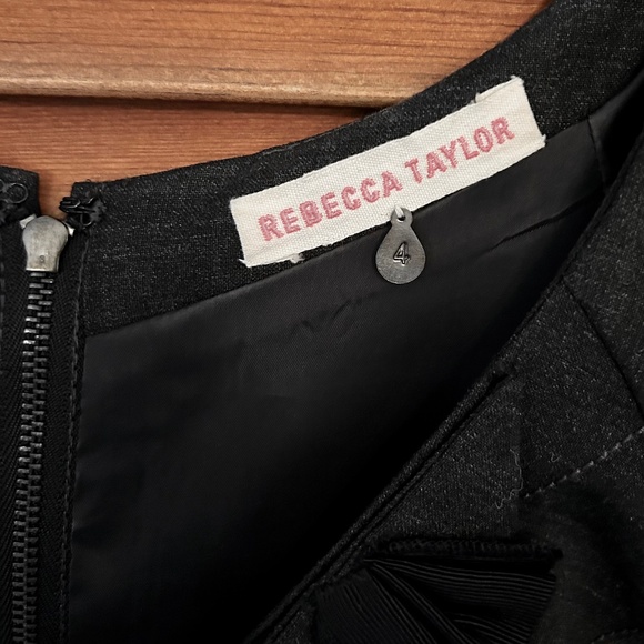 Rebecca Taylor Dark Gray Sheath with Black Ruffle V-Neck, Size 4 - Picture 7 of 7